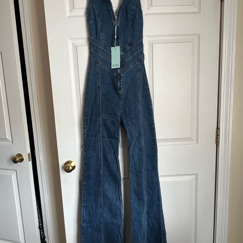 Denim Halter Jumpsuit